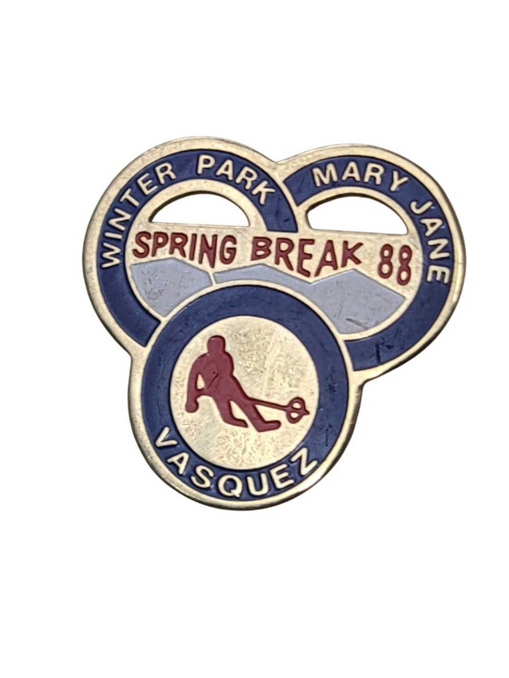 Vintage 1988 Winter Park Mary Jane Vasquez Spring Break Ski Lapel Pin Colorado